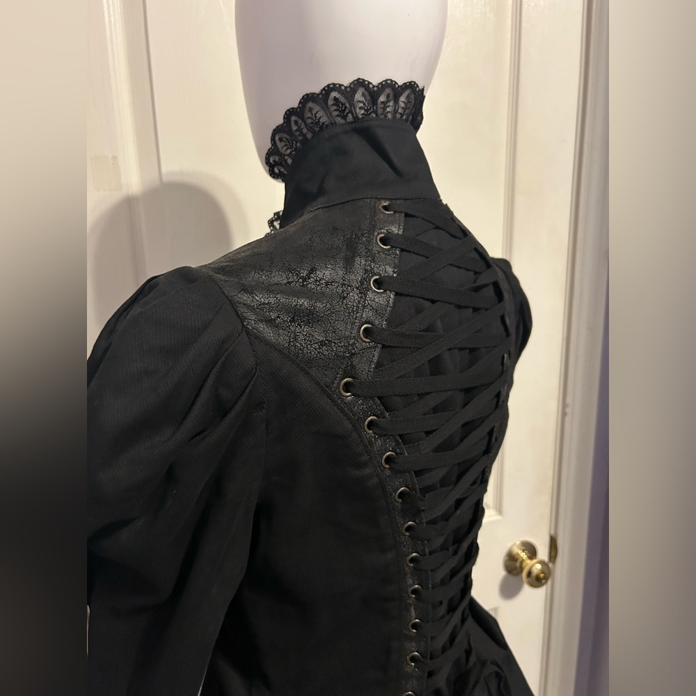 Rare Lip Service Victorian Bustle Jacket Beetlejuice Gothic Witch Steampunk Sz M - Picture 8 of 12